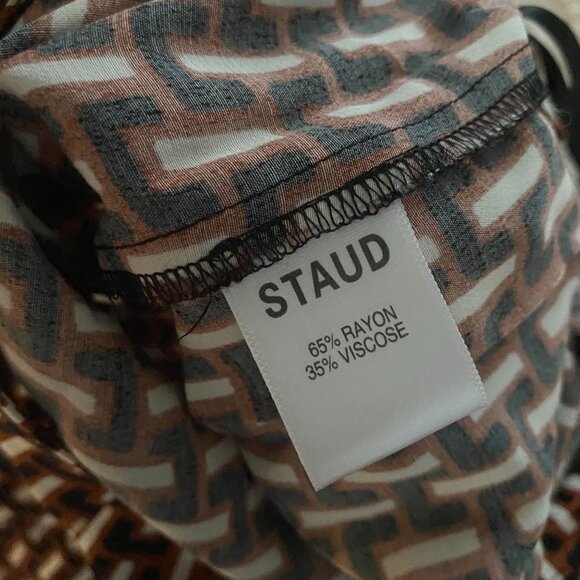 NWT Staud Bonita Pant Basket Weave Print Brown Size 16 - Picture 8 of 10